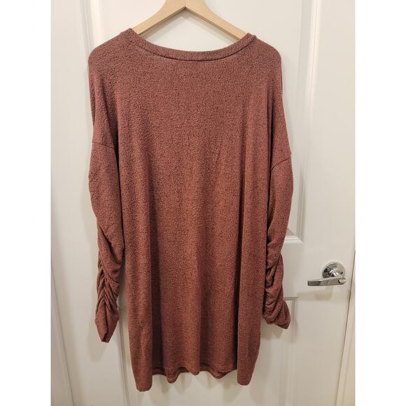 The Vanity Room Knit Long Sleeve Sweater Dress in Spice - Picture 2 of 6